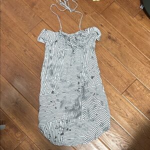Hang Ten Gray and White Striped Mini Dress